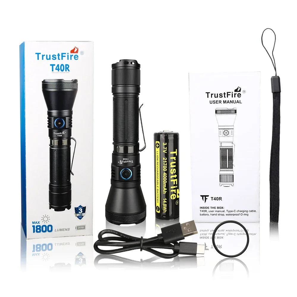 CROWTAC T40R Tactical Rechargeable LED Flashlight