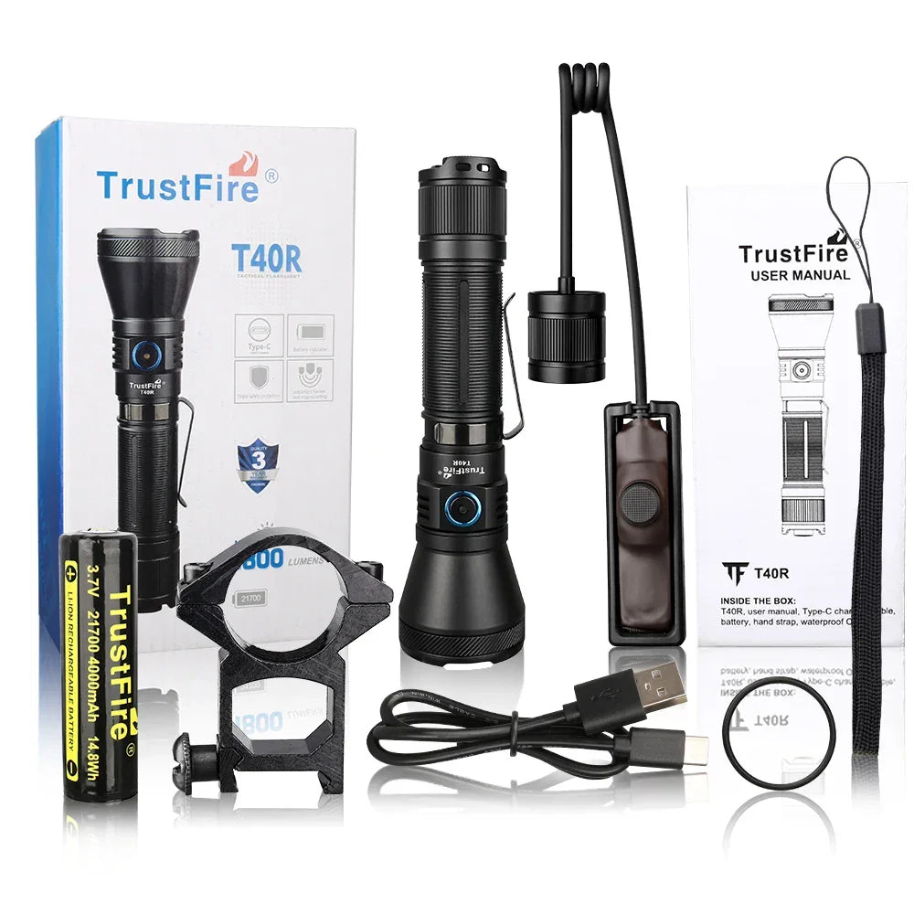 CROWTAC T40R Tactical Rechargeable LED Flashlight